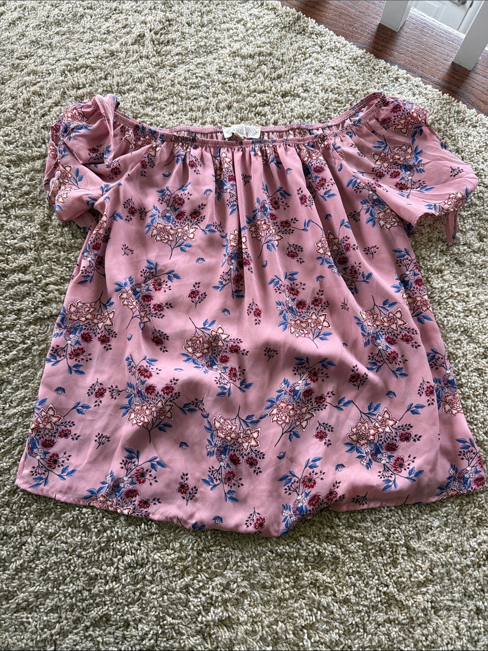 Floral Off-Shoulder Pink Blouse